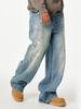 Ink Splatter Men's Straight Loose Wide-Leg Retro Jeans