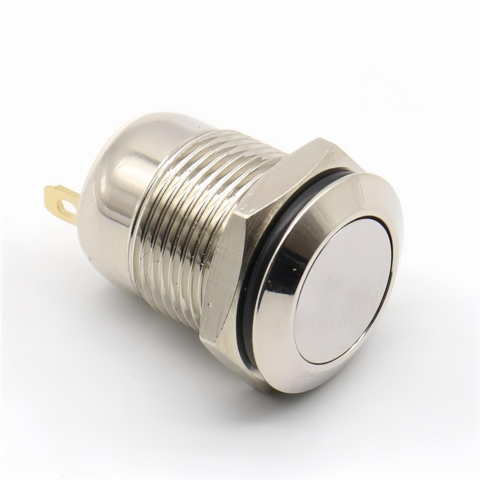 6pcs 12mm Momentary Push Button Switch 12V Waterproof Power Pushbutton Small Round Chrome Stainless Metal 2pin N/O 2026
