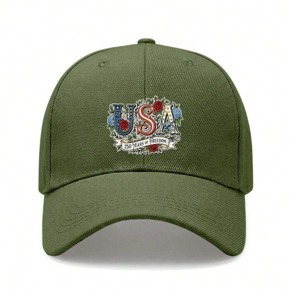 Patriotic Baseball Cap - USA 250 Years Freedom Print Polyester Adjustable Breathable Casual Outdoor Sports Cap For July 4Th Memorial Day Gift