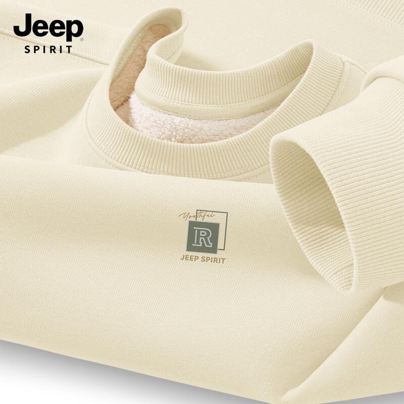 JEEP SPIRIT Men's Fleece-Lined Round Neck Sweatshirt