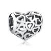 Hollow Heart Alloy Large Hole Charm Beads Silver Plated Bracelet & Necklace DIY Jewelry Accessories for Women