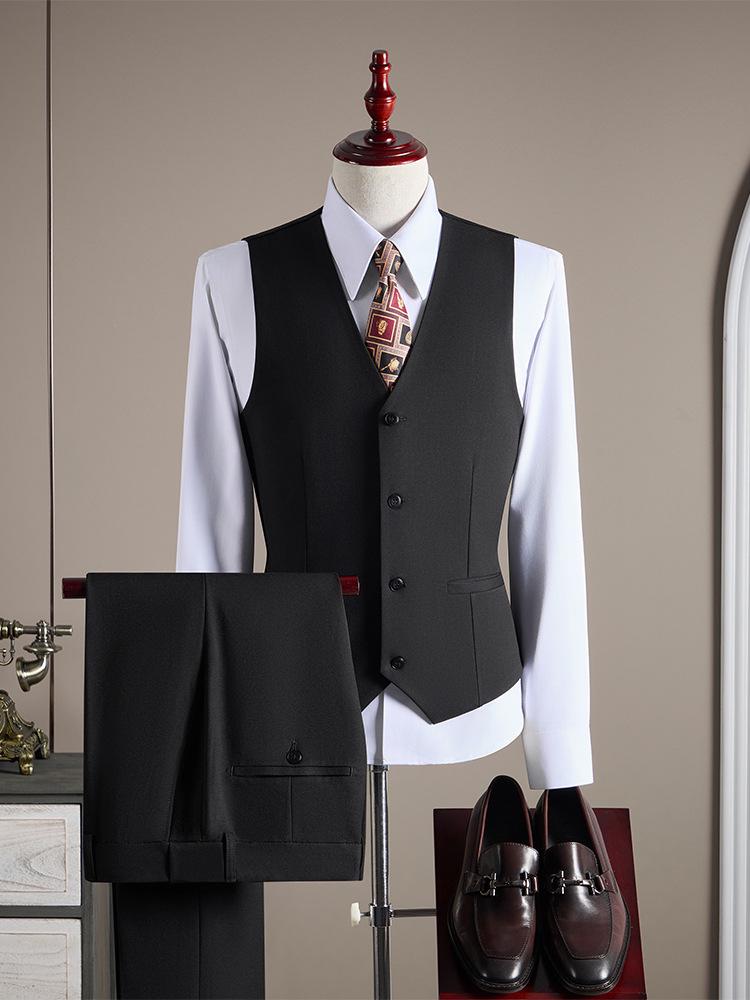Tashiduo Formal Wear Double-Breasted Tencel Wool Men's Three-Piece Wedding Suit