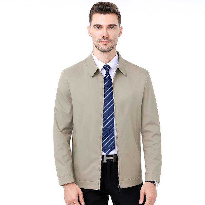 Middle-aged Men's Spring and Autumn Lapel Jackets, Middle-aged and Elderly Daddy Mulberry Silk Jackets, Men's Business Casual Thin Tops
