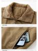Herren-Arbeitsjacke aus Lammwolle - Dicke, Warme Baumwolljacke mit Samtfutter, Reverskragen, Herbst/Winter Freizeit-Oberbekleidung.