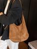 Autumn Winter Large Capacity Suede Shoulder Bag Women's Casual Buckle Shopping Tote Bags Solid Color Student Book Handbags