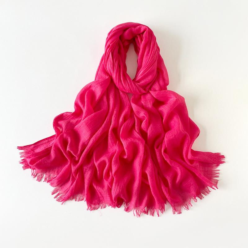 180 * 90 Cotton And Linen Scarf Sunscreen Folds Solid Color Human Cotton Silk Scarf Shawl Multi-Color Yarn Headscarf Women