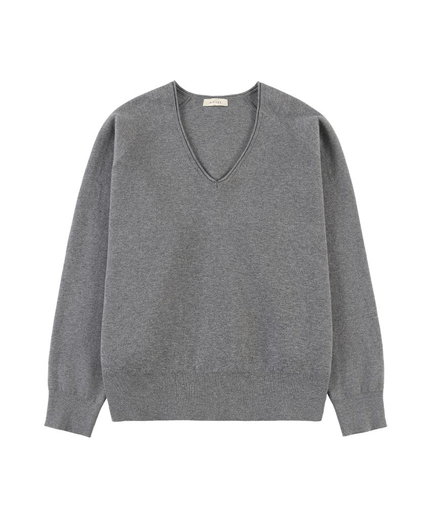 Siyajyu Sikn2181 Balloon V-Neck Loose Fit Knit_Melange Gray