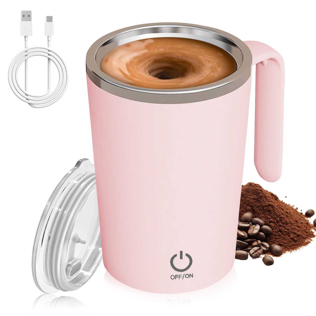Pink USB Charging Mixing Cup Household Portable Electric Soybean Milk Milkshake Cup Transparent Water Cup Coffee Cup Office Mug