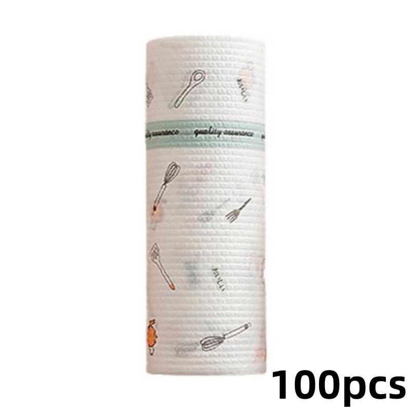 Roll Kitchen Paper Towel Super Water Oil Absorbent Wet Dry Dual Use Food Grade Tear-off Reusable Washable Lazy Rag Dishwashing Cloth