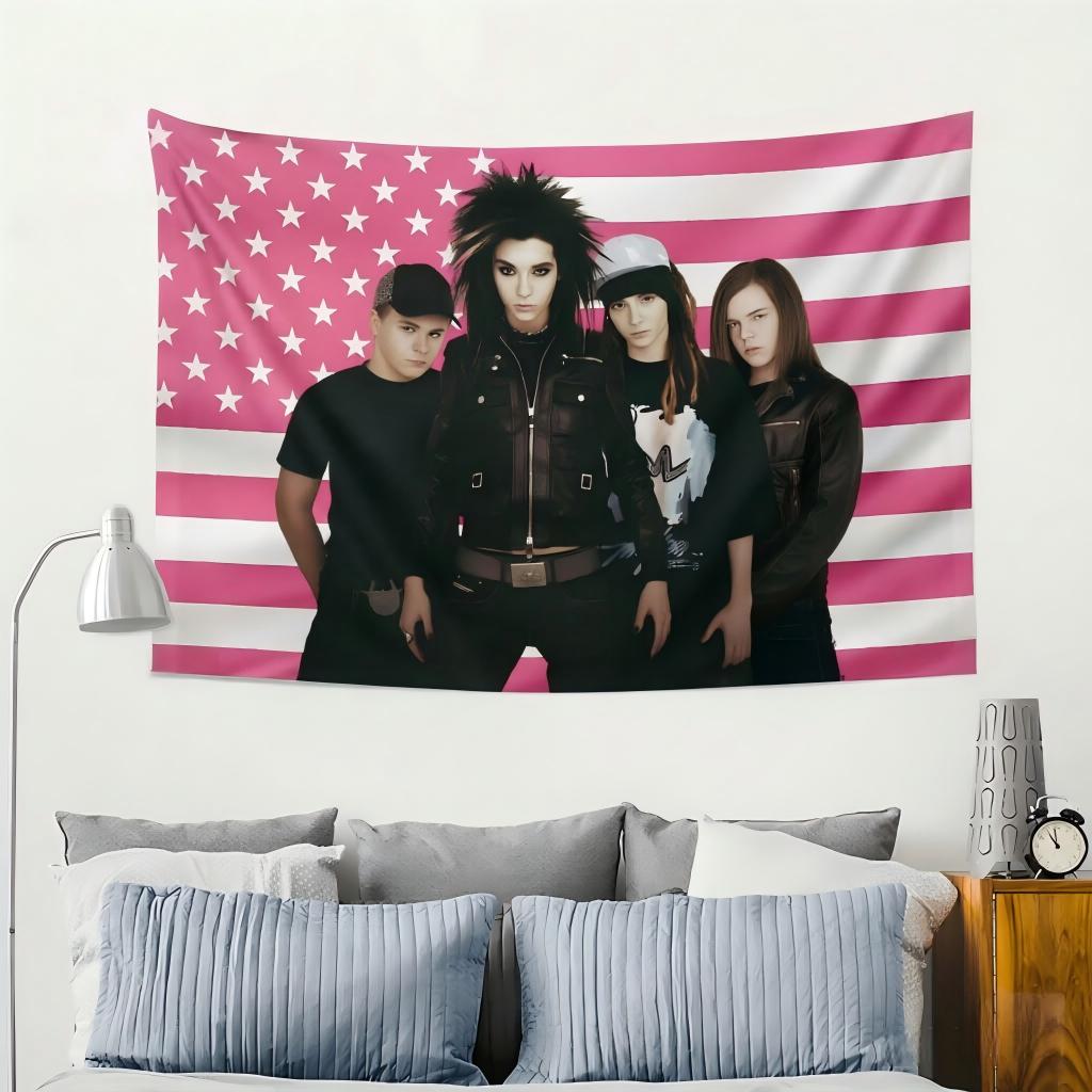 1 pieza Banderín Rosa Bandera Americana 2D Hotel Tokio, Tapiz Bandera de Jardín, Artículos de Decoración de Tendencia para Dormitorio Universitario Sala de Estar