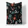 Floral Print Blanket Dark Grey Black Grey Kids Teens Sofa Bed Throw Decorative Gift Warm Soft Cozy