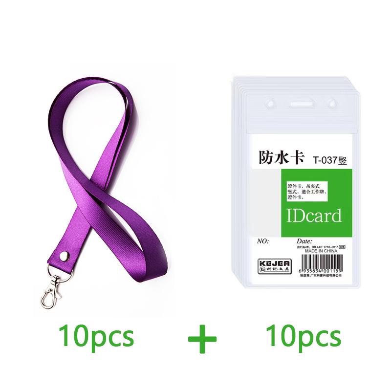 10 Pcs Transparent Badge Holder Neck Strap Set Waterproof ID Card Bag Lobster Hook Rop Lanyard For Employee Access Control Card