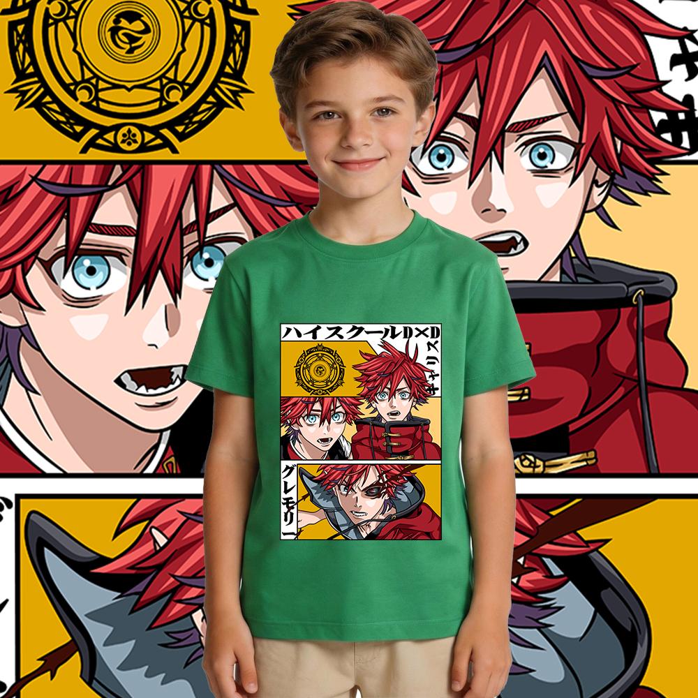 High School Dxd Garith Gremory Anime Print Cotton T Shirt Boys Girls Casual Soft Breathable Short Sleeve Kids Top