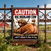 Vintage Farmhouse Highland Cow Tin Sign Funny Warning Metal Sign Rustic Retro Wall Art Decor for Farm Kitchen Home Indoor Outdoor