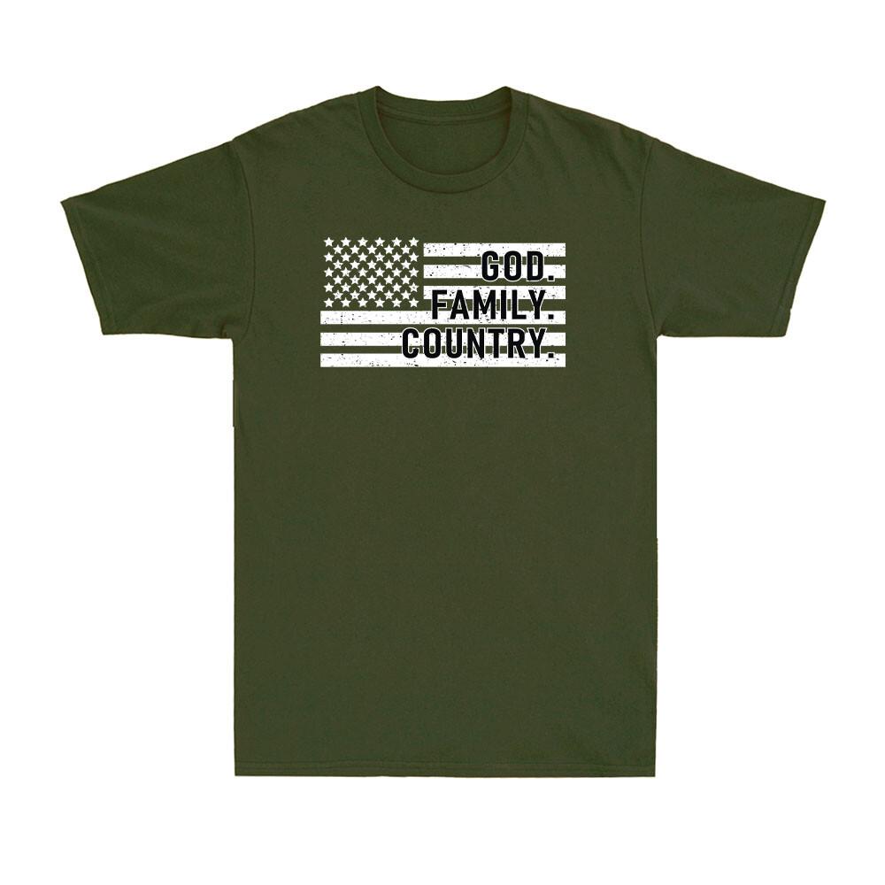 God Family Country with Patriotic American Flag Distressed Vintage Men s T-Shirt S
