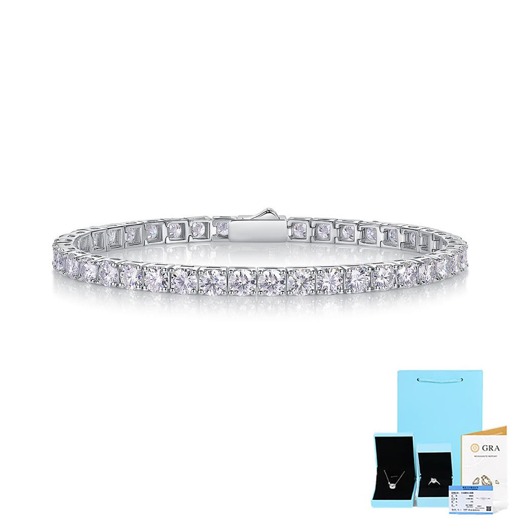 Stacked Bracelet Bracelet Women'S 925 Silver-Plated 18K Gold Design Light Luxury Moissanite Tennis Bracelet
