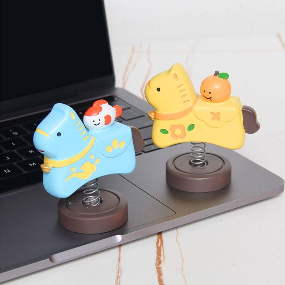 Cartoon Resin Cartoon Horse Statue Handcrafted Rocking Horse Figurine  Home Decoration