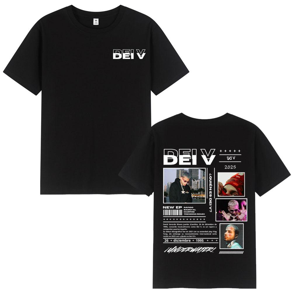 Rapper Dei V Quien Es Dei V? Tour 2025 T-shirts Men Women Hip Hop Oversized Music T-shirt Classic O-Neck Loose Unisex T Shirt