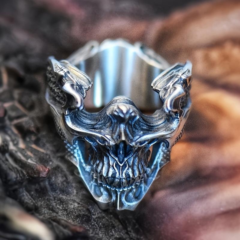 Demon Skull Dragon Scale Halloween Concert Jewelry for Men and Women Retro Fantasy Style Ring