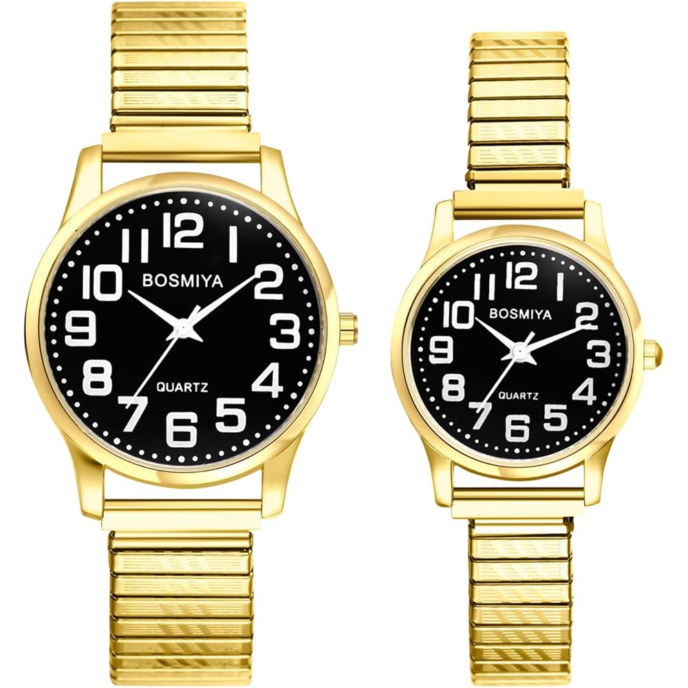 Couple s Gold Stainless Steel Analog Quartz Watch Waterproof Free Size Fashion Accessory