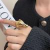 Light Luxury Exaggerated Personalized Metal Horse Head Ring Zircon Inlay Horse  European American Style Ring Jewelry
