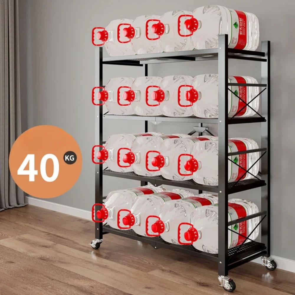 Foldable Metal Storage Shelves Moveable Installation Free Shelf Strong Load-bearing Capacity Shelves Foldable Small Furniture