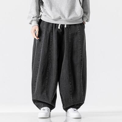 Men's Pants Large Japanese Retro Loose Haren Straight Leg Pants Hong Kong Style Wide Leg Cowboy Lantern Pants