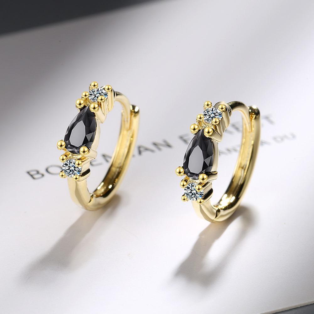 Sterling Silver  Temperament Blue Pine Zircon Diamond Round Ear Buckle Birthday Party Anniversary Gift