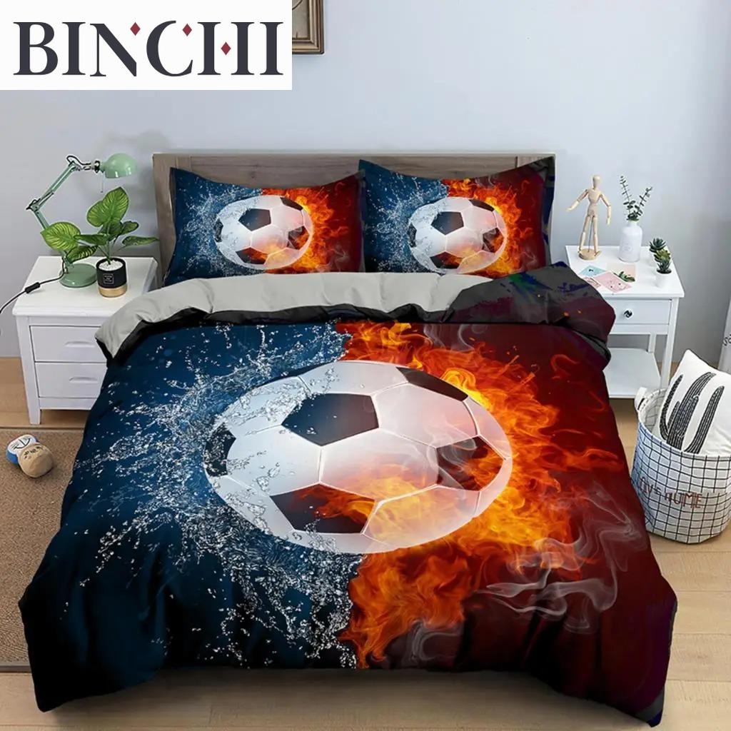 3D Fußball Bettwäsche-Set King Size Polyester Bettdeckebezug mit Reißverschluss Vollständiges Bettwäsche-Set 23 Teile