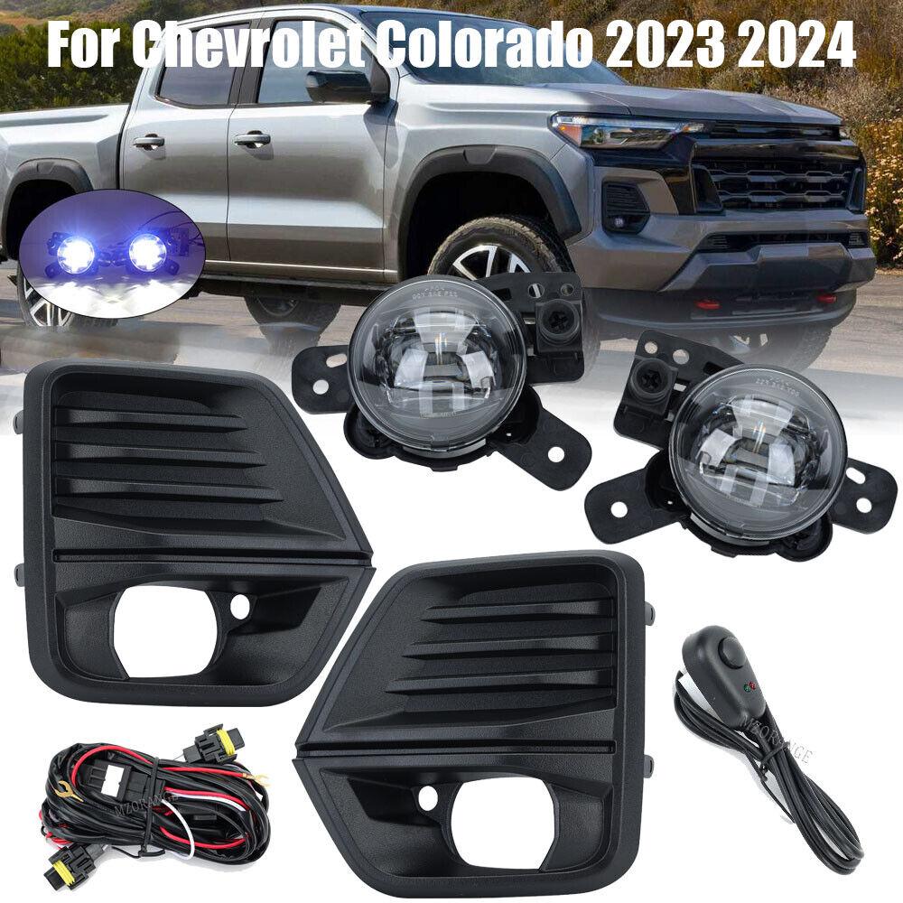 LED Front Bumper Fog Light Lamps w/ Cover & Wiring For Chevy Colorado 2023 2024