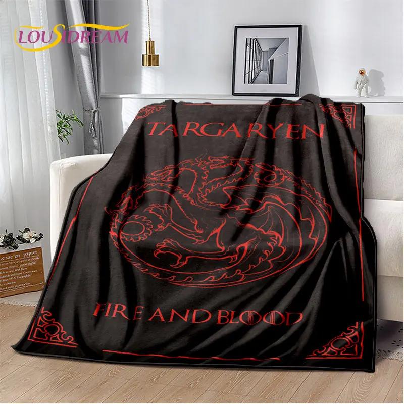 House of The Dragon TV-Film Weiche Plüschdecke, Flanelldecke Überwurfdecke für Wohnzimmer Schlafzimmer Bett Sofa Picknickdecke Kinder