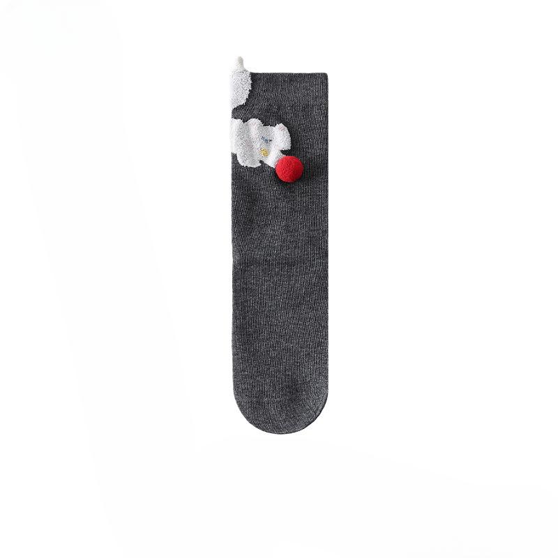 Female Autumn and Winter Lovely Cat Three Dimensional Ball Abstract Funny Warm Tube Socks