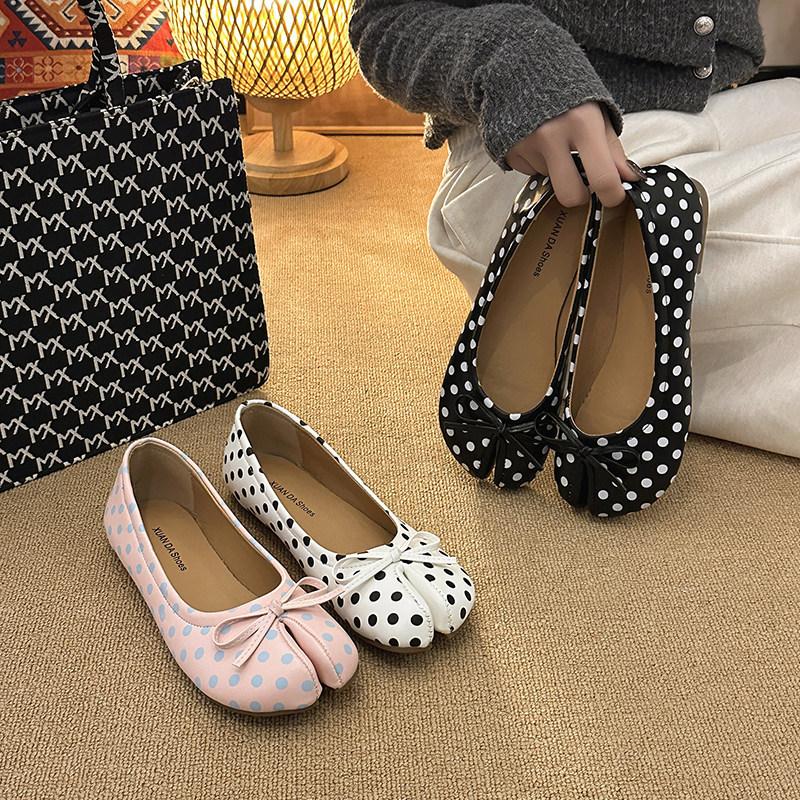 Flache Tabi Ninja Sommerschuhe mit Schleife Zehenschuhe Hufschuhe Damen Damen Bequeme Mokassins mit geteilter Zehe Loafer