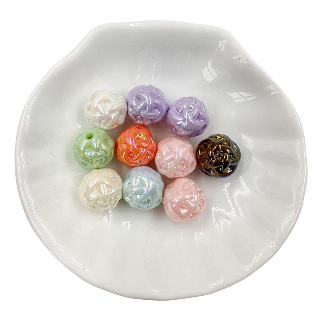 11,1mm 10PCS Mode Acryl Lose Perlen Garn Ball Handgemachte Accessoires DIY Armbänder Halskette Schmuck Machen Für Schlüssel Kette