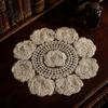 Round Lace Doilies for Dressers Rose Placemat, Embroidered Coaster Place Mat, Retro Vintage Floral Table Mats Doily Tea Cup Vase Dining Decoration