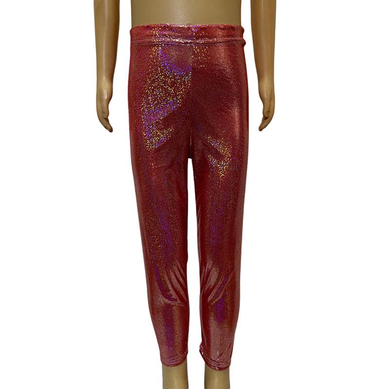 

Unisex Laser Dot Sequin Leggings for Dance - Elastic Slim Fit for Adults & Kids 140 cm яскраво-червоного кольору