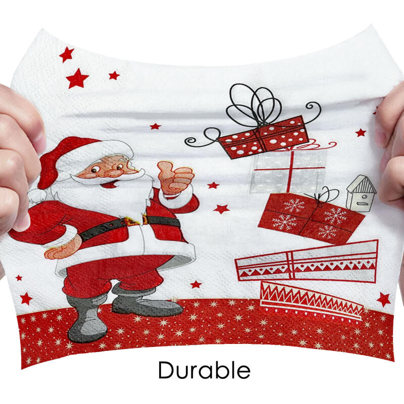 100 Pcs Festive Christmas Napkins Set - Santa Claus Design, Holiday Paper Napkins for Cocktail, Dinner, Party - Disposable, Fun for Xmas Celebrations