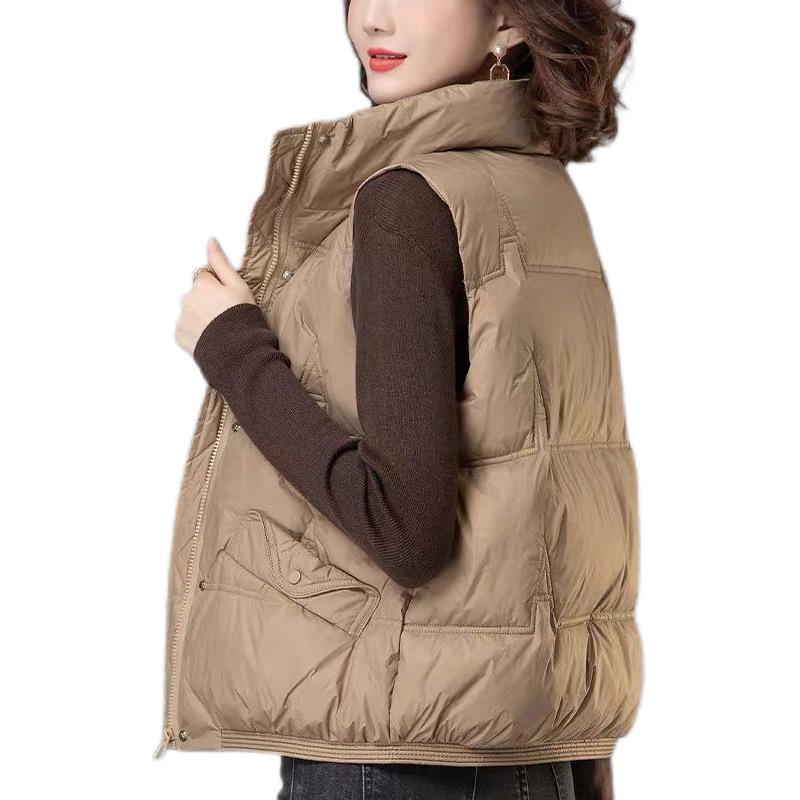 Women's Short White Duck Down Vest - 2025 Autumn/Winter Fashion, Loose and Versatile Sleeveless Outerwear