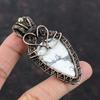 Howlite Gemstone Pendant Copper Wire Wrapped Pendant Howlite Jewelry Handmade Pendant Copper Wire Wrap Jewelry Gift For Him Stylish Pendant