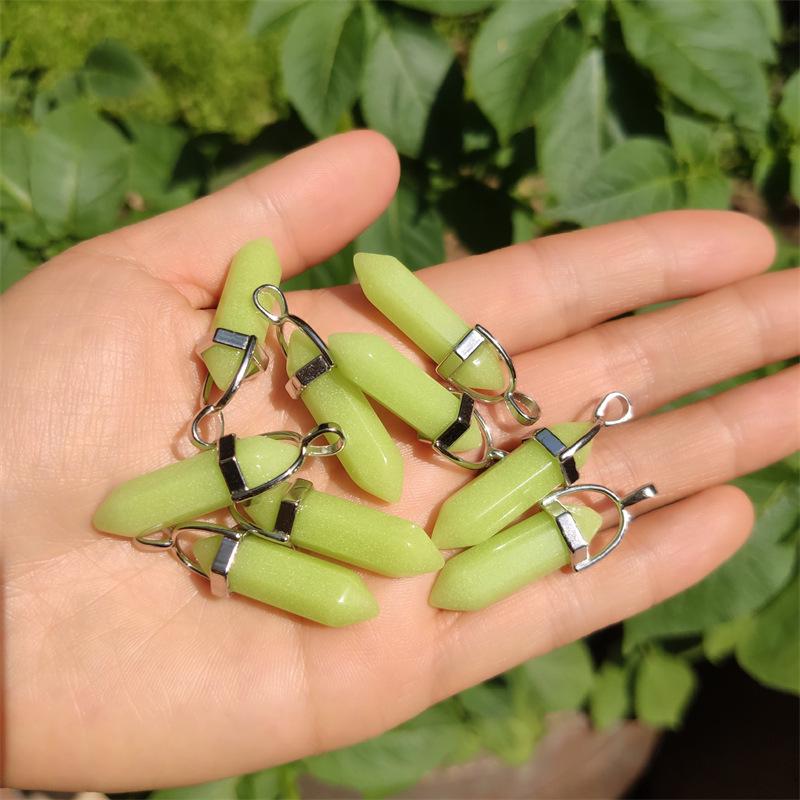 Crystal Hexagonal Pendant Necklace - European & American Popular Luminous Bullet Head Design