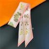 French Style Women Horse Printing Skinny Bag Scarf Luxury Twill Silk Foulard Ribbon Tie Head Scarves For Ladies