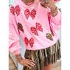 American Shiying Cute Bows Sequin Sweatshirt Women 2025 Winter New Arrival Loose Round Neck Pullover Women