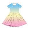 Girl Summer Dress Color & Print Short Sleeve Dress With Pocket Casual Dress Shorts Sleeve Party Dress Easter Day