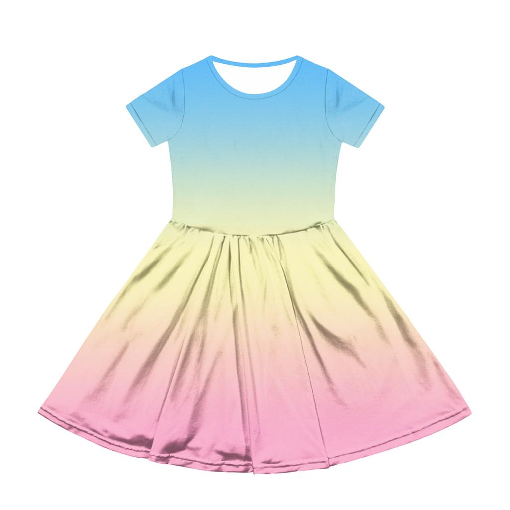 Girl Summer Dress Color & Print Short Sleeve Dress With Pocket Casual Dress Shorts Sleeve Party Dress Easter Day