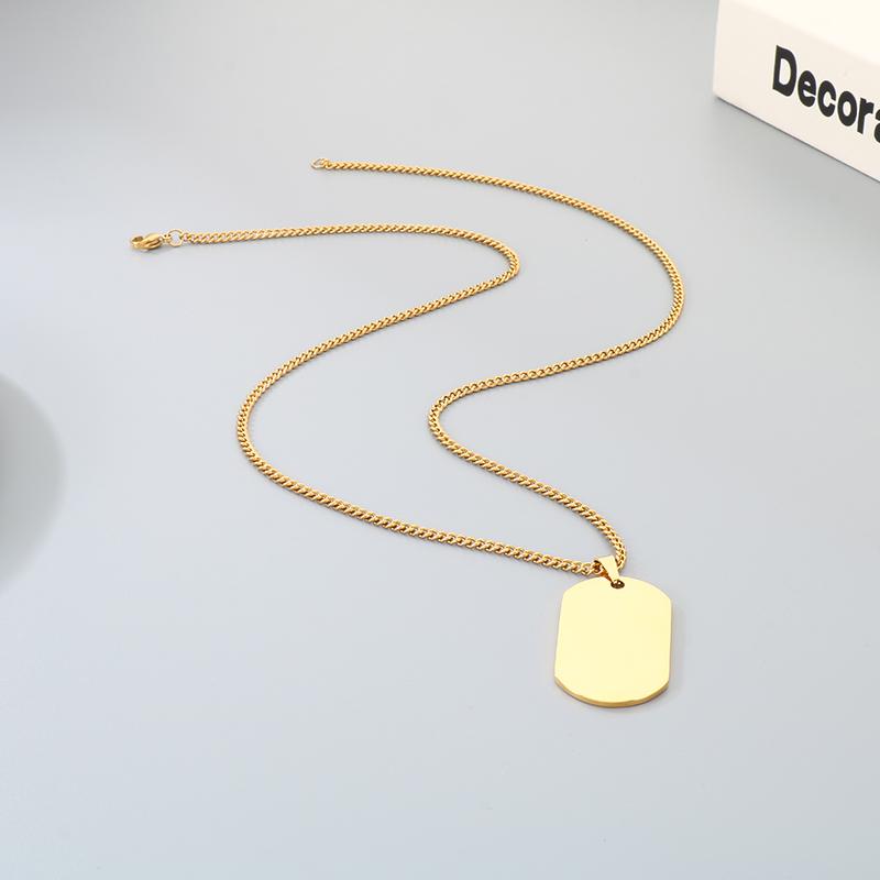 Trendy Metal Dog Tag Necklaces for Men Women Golden Polished Pendant Durable Fashion Jewelry, Daily Casual Party Wear Accessory