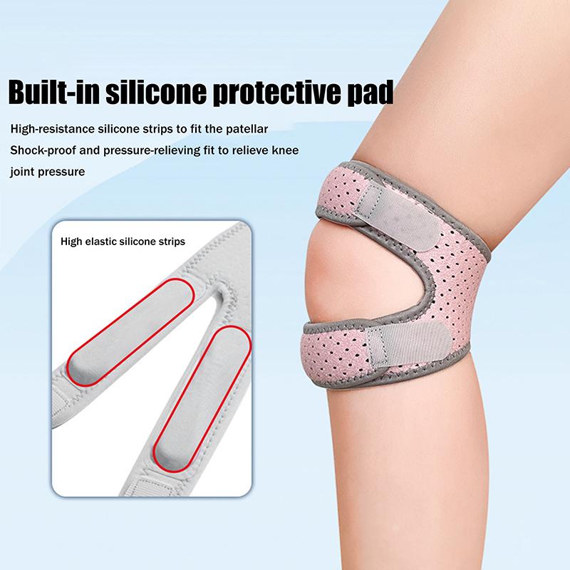 Patella Kneecap Band Adjustable Silicone Knee Tendon Strap Protector Knee Pad Shock Absorption Running Sports Gym Knee Support