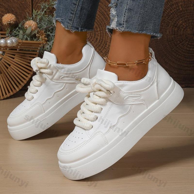 Large Size Women's Shoes Autumn 2025 New Trend Comfort Platform Sneakers Height Increase Outdoor Cross Tied Non Slip Board Shoes