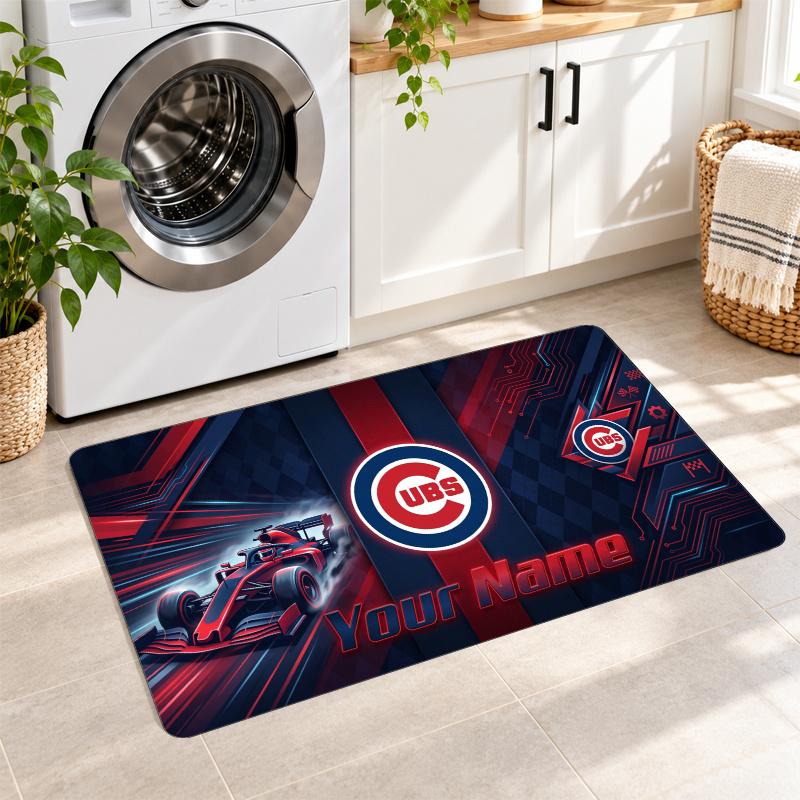 Chicago Cubs Custom Name Flannel Rug Kitchen Mat Non Slip Floor Carpet Personalized Home Decor