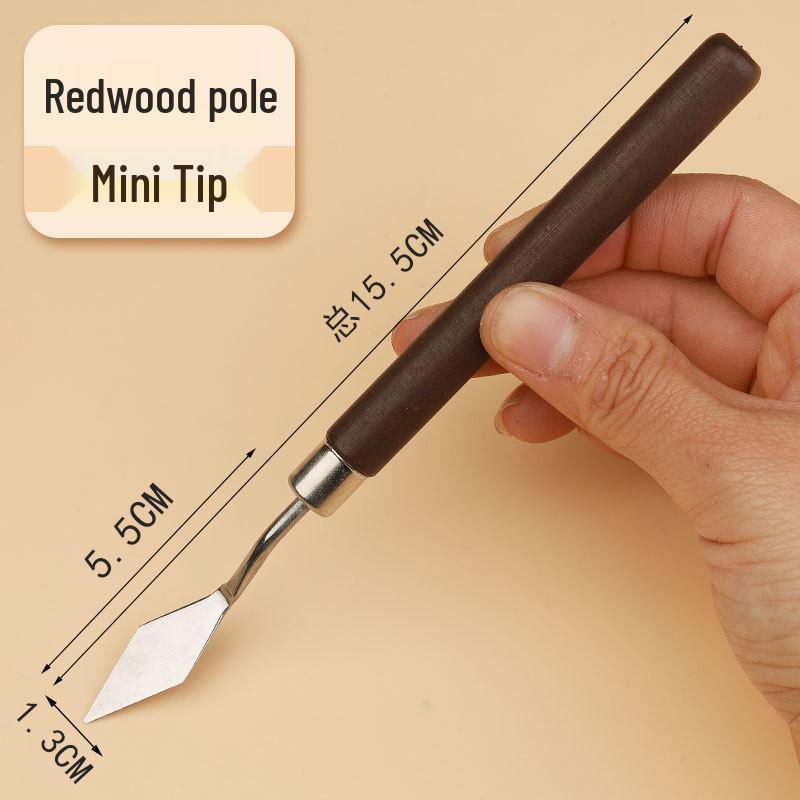 Stainless Steel Pigment Palette Knife Set for Oil Painting - Flat & Pointed Heads, Wooden Handles