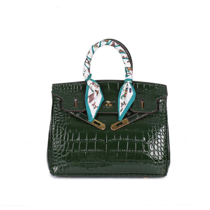 2025 Kabelka z platinového krokodýlího vzoru: Vysoká kvalita, velká kapacita (30cm), Styl přes rameno a messenger (25 cm)